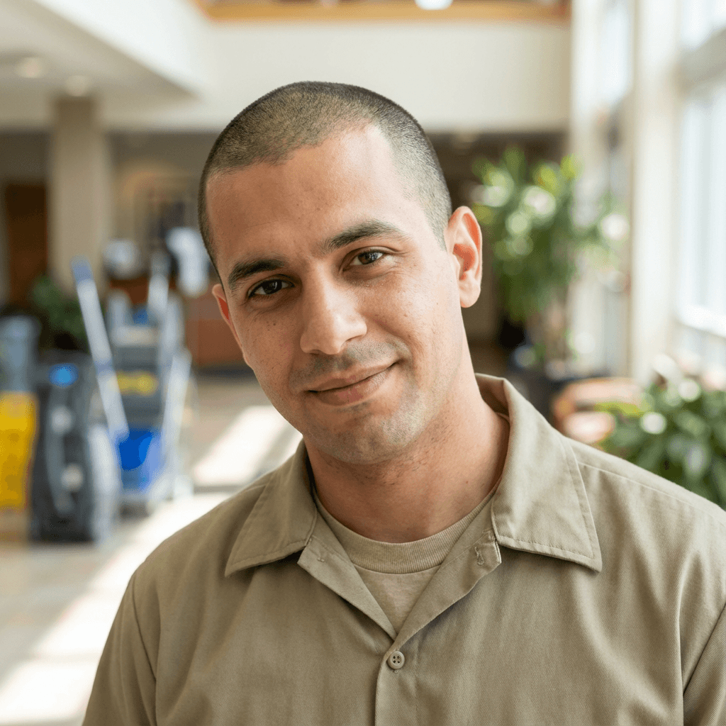 Mohammed K. in business casual attire in an office